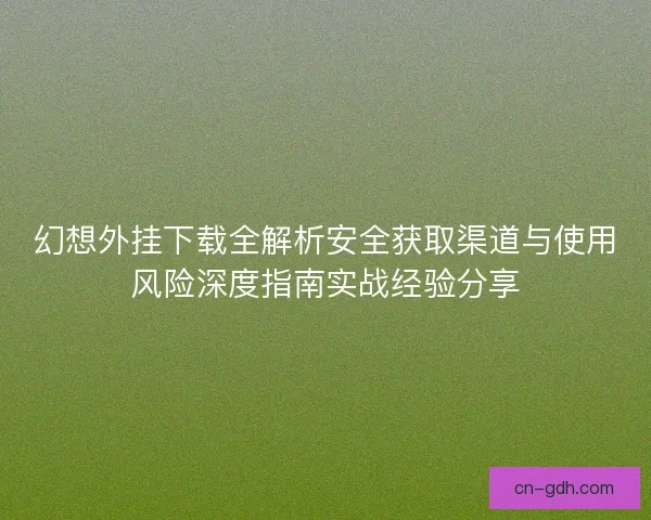幻想外挂下载全解析安全获取渠道与使用风险深度指南实战经验分享